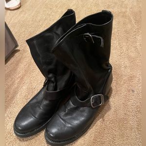 Black Leather Frye Boots Size 9